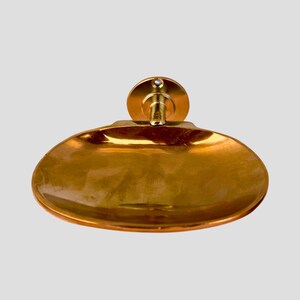 Unlacquered brass soap dish, handmade wall mounted bathroom accessory.
