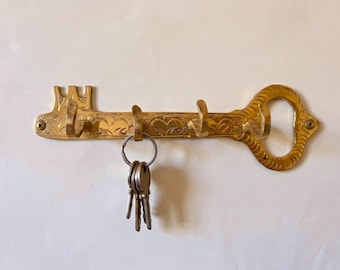 Handmade Solid Brass Key Holder, Wall Mount Entryway Organizer