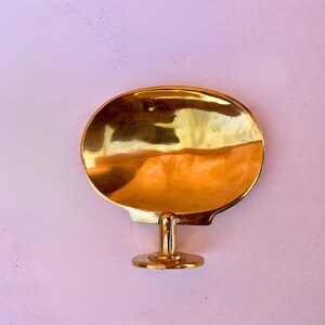Unlacquered brass soap dish, handmade wall mounted bathroom accessory.