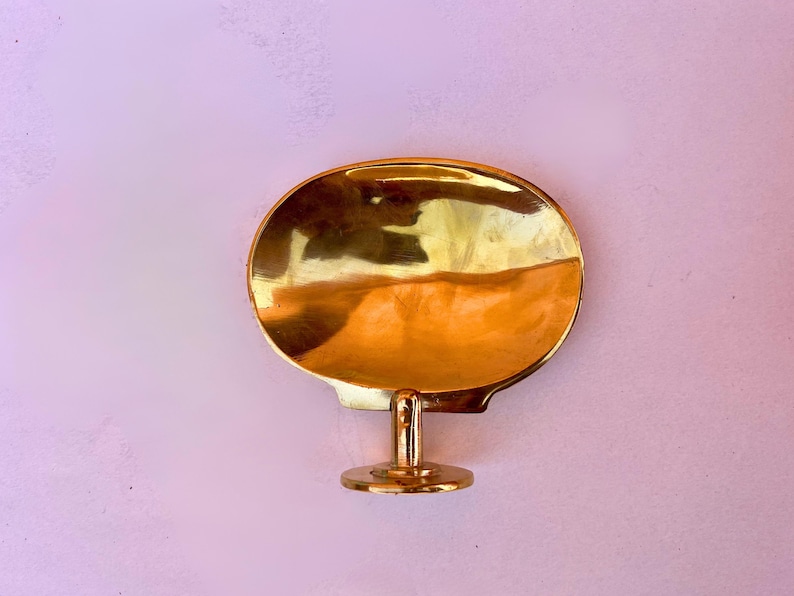 Unlacquered brass soap dish, handmade wall mounted bathroom accessory.