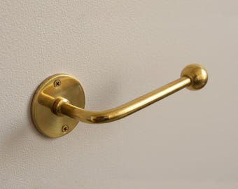 Unlacquered Brass Toilet Paper Holder, Wall Mount Toilet Roll Holder, Bathroom Tissue Holder