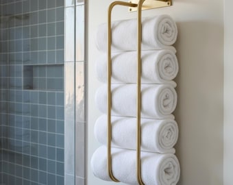 Solid Brass Towel Rack, Bathroom Towel Storage, Wall Mounted Towel Organizer