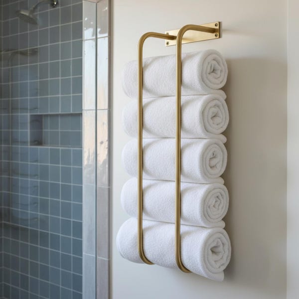 Solid Brass Towel Rack, Bathroom Towel Storage, Wall Mounted Towel Organizer
