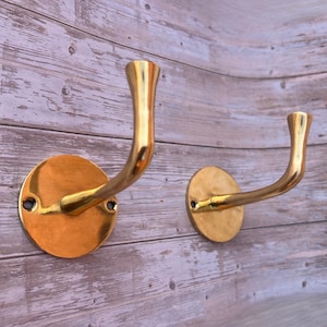 Unlacquered Brass Wall Hooks, Solid Brass Towel Hooks, Coat Hanger, Bathroom Brass Hook, Handmade Door Hook
