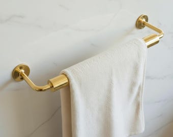 Solid Brass Towel Bar, Vintage Bathroom Towel Holder, Handmade Towel Rod