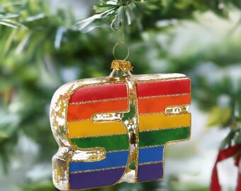 Adorno navideño de cristal del Orgullo de San Francisco