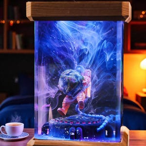 Astronaut Galaxy LED-Nachtlicht, Harz-Weltraum-Lampe, Planetendekor, einzigartiges Geschenk für ihn, kosmisches Raumraumlicht, Geschenk des Raum-Liebhabers