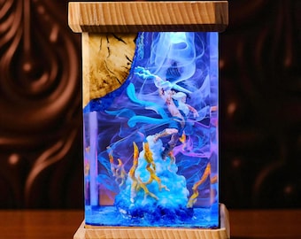 Zeus Lightning Lamp, Resin Anime Night Light, Handmade Mythology Desk Lamp, Unique LED Gift for Him, Greek God Figure Decor