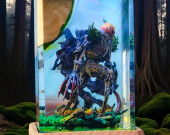 Halloween Pumpkin Monster LED Resin Lamp, Fantasy Night Light, Handcrafted Creepy Decor, Unique Gift for Gamer or Collector, Halloween Gift