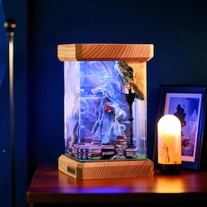 Ranni Witch LED Lamp, Elden Ring Resin Art, Witch Handmade Night Light, Fantasy Lamp Gift, Gaming Desk Decor, Witchcraft Lamp Decor