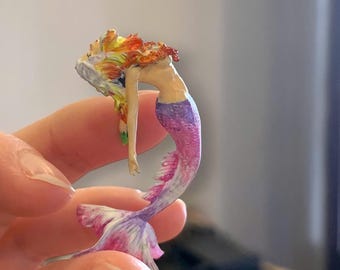 Hand-Painted Resin Mermaid Figurine | Mythical Sea Siren Miniature Decor