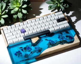 Handcrafted Resin and Wood Artisan Wrist Rest, Orange Swirl With