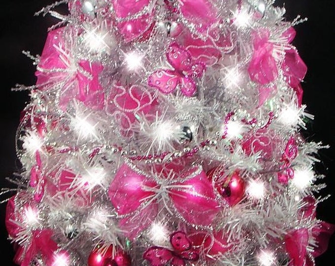 Tabletop Christmas Tree Hot Pink / Fuchsia Butterfly 21 Etsy