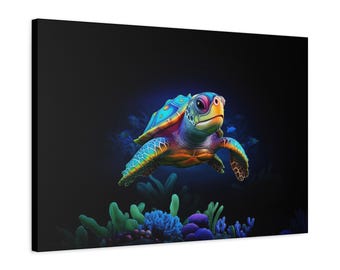 Arte en lienzo de tortugas marinas: con o sin marco para la decoración del hogar en la playa