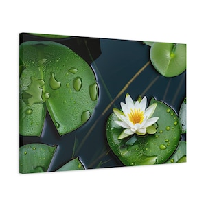 Green Water Lilies Canvas Art - Framed or Unframed for Home Decor