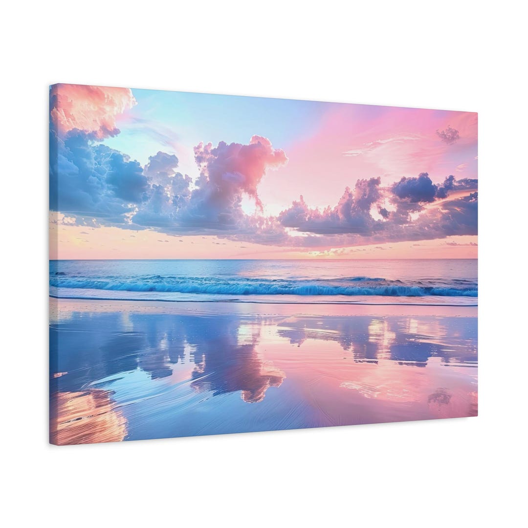 Pink Blue Sunset Ocean Canvas Print – Beach Home Decor - Etsy