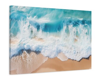 Lienzo con paisaje de playa oceánica: con o sin marco para decoración del hogar playero