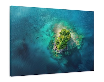 Arte en lienzo de isla tropical: con o sin marco para la decoración del hogar en la playa