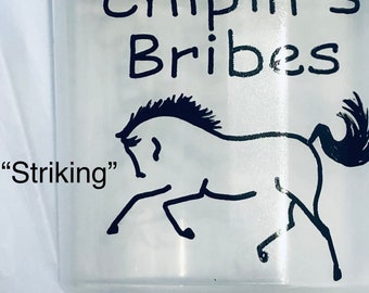 Personalized HORSE TREATS Cookies BRIBES Container - Choose Horse Art + Wording. Customizable.   Hand Painted.