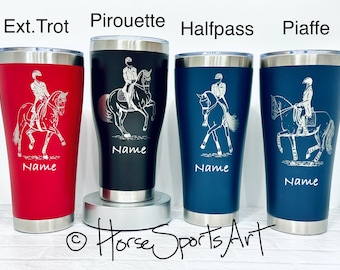 Dressage Horse Tumbler: Laser Engraved Insulated Travel Mug Choose Art, Color, Size