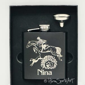 Sale Priced. Personalized Horse Flask Equestrian Gift. Choose Art.