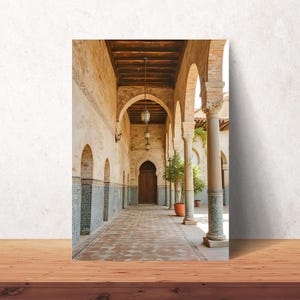 Andalusian Courtyard Digital Wall Art – Arched Architecture & Mosaic Texture Printable Decor