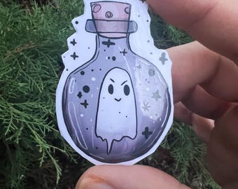 Böser süßer Geist in Flasche Vinyl-Aufkleber - Gruseliges & skurriles Design | Magische Ästhetik, Gothic Fantasy Decor