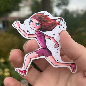 Adesivo de garota correndo / Vinil de atleta feminina / Arte de corredora excêntrica / Adesivo de motivação para amantes do fitness / Arte independente / Adesivo