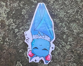 Adorable Light Blue Sleeping Bat Vinyl Sticker – Cute & Cozy Design | waterproof | waterresistant | Vinyl Aufkleber
