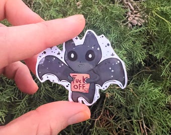 Sassy Bat Vinyl Sticker: Edgy Humor, Waterproof Laptop Decal