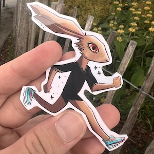Laufender Hase Aufkleber / Sportlicher Hase Vinyl / Sportlicher Hase Charakter / Jogging Tier Aufkleber / Fitness Aufkleber / Indie Art / Aufkleber