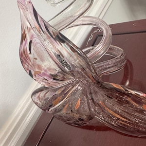 Murano Glass Aventurine Bowl: Purple Copper Flecks, Vetro Artistico Label
