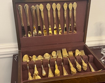 Vintage Roger and Brothers Vergoldetes Besteck Set