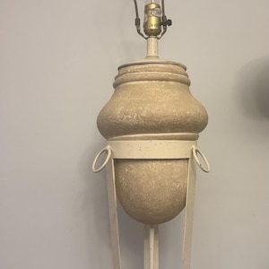 Vintage 1980s Postmodern Sculptural Table Lamp- Plaster & Metal Brutalist Memphis Style Lighting