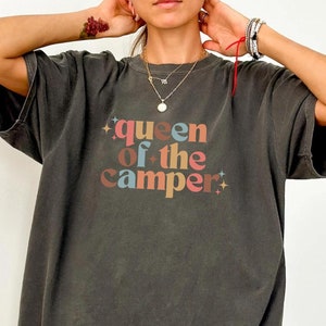 Comfort Colors Queen of the Camper Unisex T-shirt, Camping Crewneck Tee, Outdoor Adventure Shirt, Nature Lover Gift, Camping Apparel