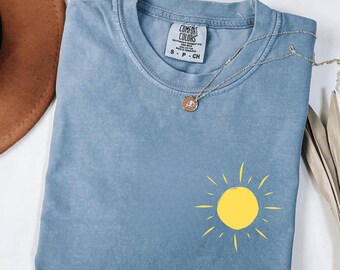 Custom Sun Comfort Colors Shirt, Sun Shirt, Summer Shirt, Beach Shirts, Vacation Shirts, Summer Apparel, Cute Summer Clothes, Sunshine Shirt