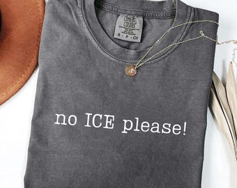 No ICE Please Comfort Colors Shirt, Social Justice Tee, Political Activist Gift, Immigration Rights Shirt, Plus Size Bella Canvas Tee