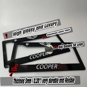 License Plate Frame for MINI COOPER S Tag COVER Holder Front & Rear fits universal 2pcs Set