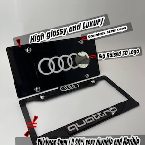 License Plate Frame for Audi Quattro 2pcs Set COVER Holder Front & Rear fits universal