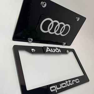 Kentekenplaathouder voor Audi Quattro 2-delige set TAG COVER-houder voor en achter, past universeel