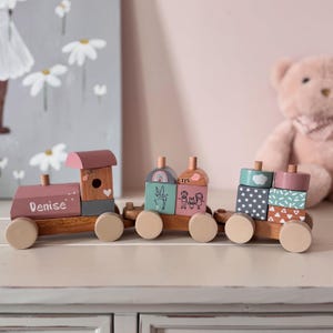 Custom Name Wooden Train - Personalized Baby Gift - Montessori Keepsake Toy - Baby Shower & Nursery Décor Present