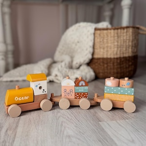 Personalized Wooden Train: Custom Baby Name Keepsake, Montessori Toy