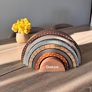 Custom Wooden Rainbow Toy – Montessori Stacker, Baby Shower Gift, Nursery Keepsake, Toddler Room Decor