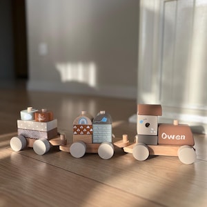 Personalized Wooden Train: Montessori Baby Keepsake, Nursery Decor