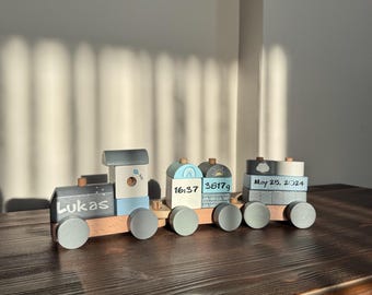 Personalized Wooden Train - Custom Baby Name Keepsake - Montessori Toy - Baby Shower Gift - Nursery Décor for Boys & Girls