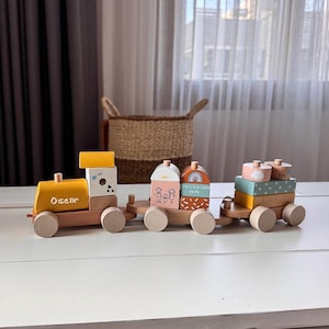 Personalized Wooden Name Train: Montessori Toy, Nursery Decor