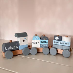 Wooden Baby Name Train - Personalized Keepsake Toy - Montessori Learning Gift for Baby Shower, Birthday, Nursery Décor
