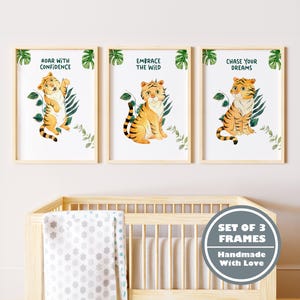 Jungle Tiger Nursery Art, Wild Animal Baby Prints, Adventure Baby Room Decor, Framed or Unframed Gift