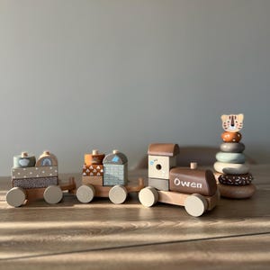 Personalized Montessori Wooden Train | Custom Baby Keepsake Toy | Eco-Friendly Gift | Baby Shower & Nursery Décor