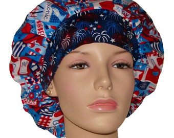 OMINA Unisex Scrub Bouffant Cap with Sweatband Scrub Hat Fashion Headwear Bandana Adjustable Nursing Hats